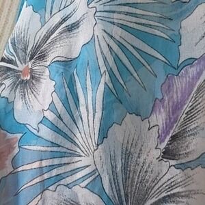 Floral Print Scarf Lightweight Sheer Chiffon‎ Oblong Blue White 72x15